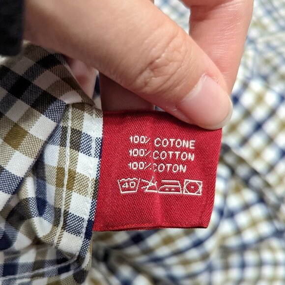 Boggi Milano Men's Woven Long Sleeve Button-up Shirt 3XL Gingham Cotton - Picture 4 of 5